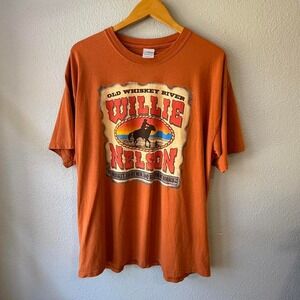 Gildan Willie Nelson Graphic T-Shirt Mens XL Burnt Orange Old Whiskey River Tee
